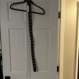 H&M Black Belt with Silver Chain Detail